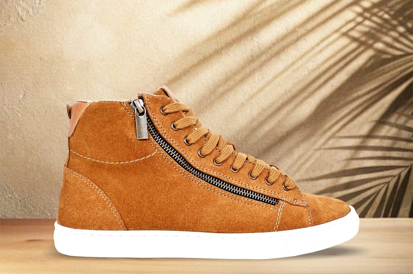 Camel Genuine Suede Leather Ankle Sneakers for Men