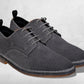 Grey Suede Men's Formal Lace-Up Shoes with Memory Foam Comfort
