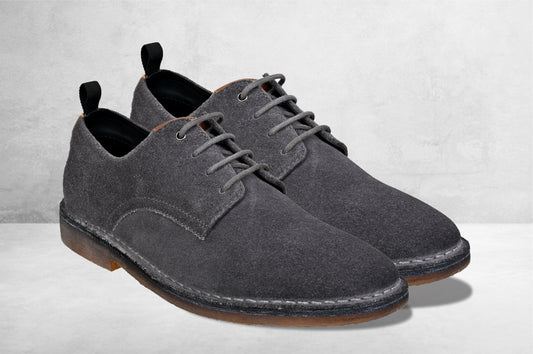 Grey Suede Men's Formal Lace-Up Shoes with Memory Foam Comfort