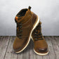 Tan Leather Round Toe Mid Top Lace-Up Boots