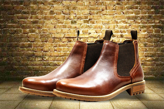 Brown Genuine Leather Men's Chelsea Boots For Casual Wear