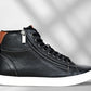 Black Genuine Leather Ankle Sneakers for Men