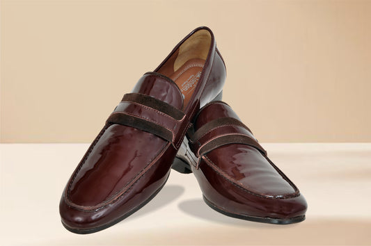 Burgandy Patent Leather Formal Penny Loafers