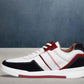 White & Blue leather Lace-up Sneakers for Men