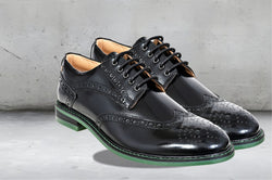 Black Brush-Off Leather Brogues Formal Derby Shoes