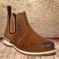 Tan Leather Round Toe Mid Top Chelsea Boots