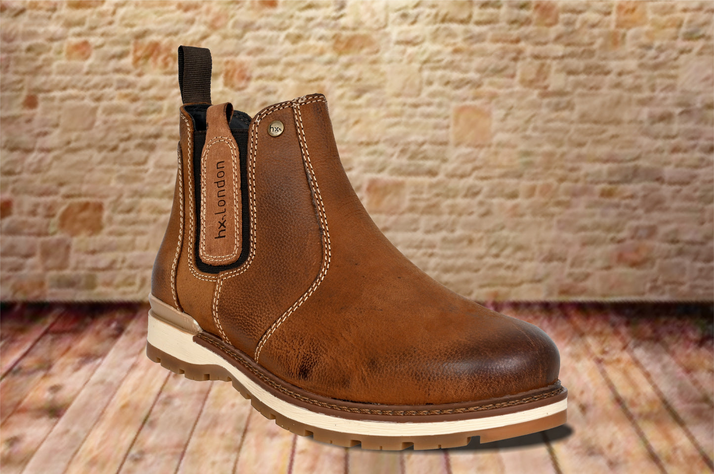 Tan Leather Round Toe Mid Top Chelsea Boots