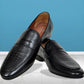 Black Genuine Leather Textured formal Loafers