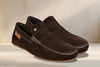 Brown Suede Men's Formal Slip-On Driving Shoes with Memory Foam