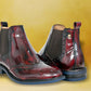 Cherry Brush-Off Leather Brogues Mid Top Blocked Heel Regular Boots