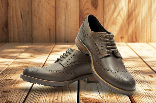 Brown Genuine Leather Lace-Up Shoes For Men
