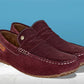 Burgandy Suede Men's Formal Slip-On Driving Shoes with Memory Foam