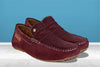 Burgandy Suede Men's Formal Slip-On Driving Shoes with Memory Foam