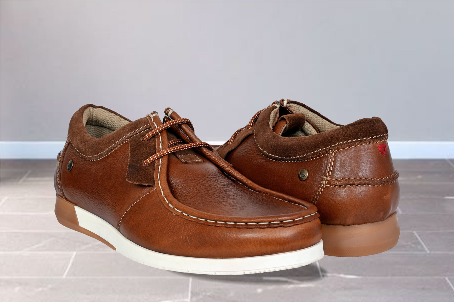 Tan Leather Formal Lace-Up Shoes For Men