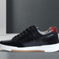 Black & Red leather Lace-up Sneakers for Men