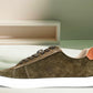 Olive Genuine Suede Leather Formal Lace-Up Sneakers For Men