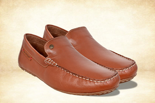 Tan Leather Men Lightweight Penny Driving Shoes