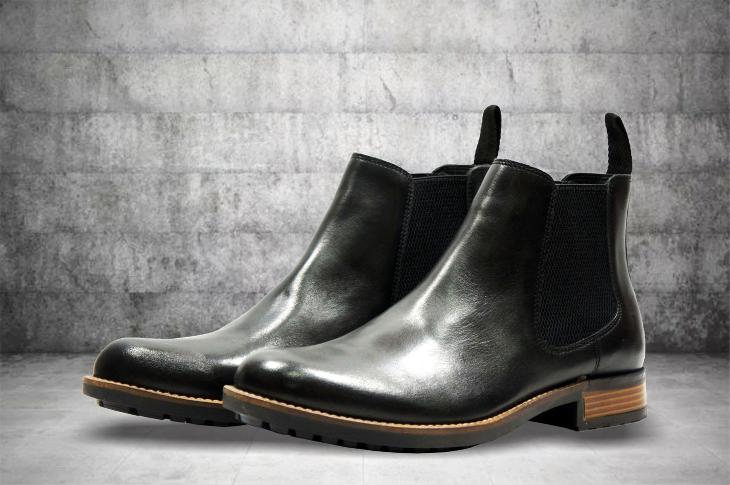 Black Genuine Leather Men's Chelsea Boots For Casual & Party Wear