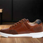 Tan & Navy leather Lace-up Sneakers for Men