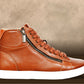 Tan Genuine Leather Ankle Sneakers for Men
