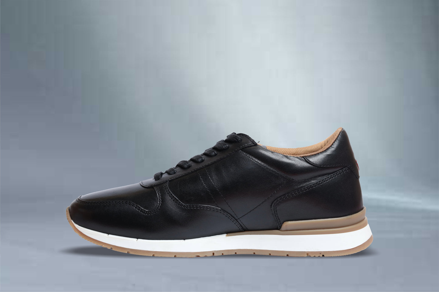 Black leather Lace-up Sneakers for Men