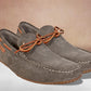 Khaki Suede Lightweight Driving Shoes With Bows