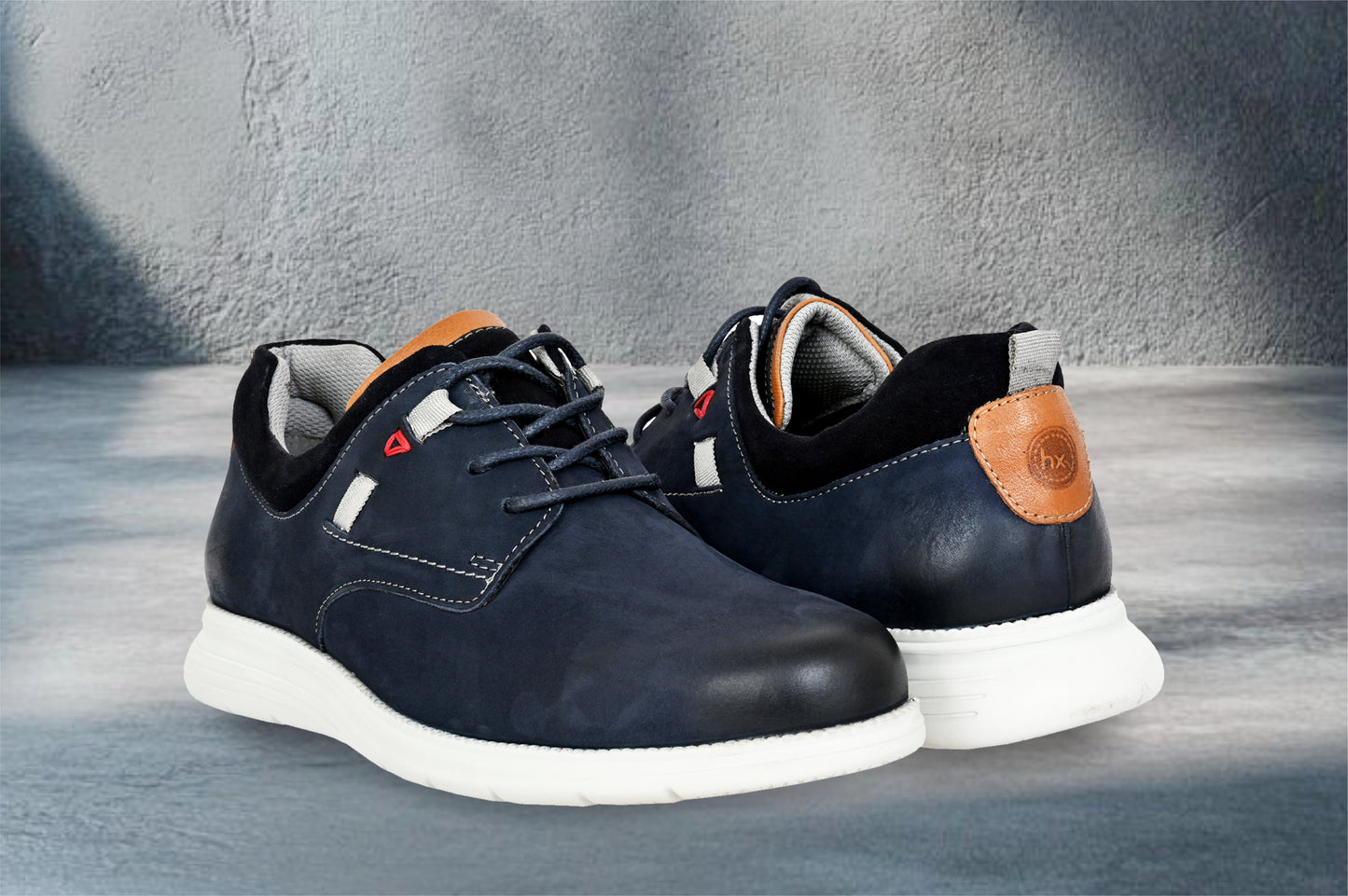 Jeans Leather Men Round Toe Lightweight Nubuck Sneakers