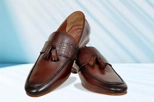 Brown Leather Formal Tassel Loafers