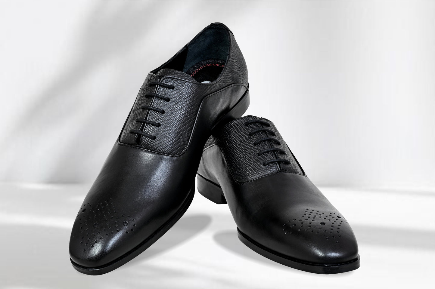 Black Genuine Leather Oxford Classic Formal Lace-Up Shoes For Men