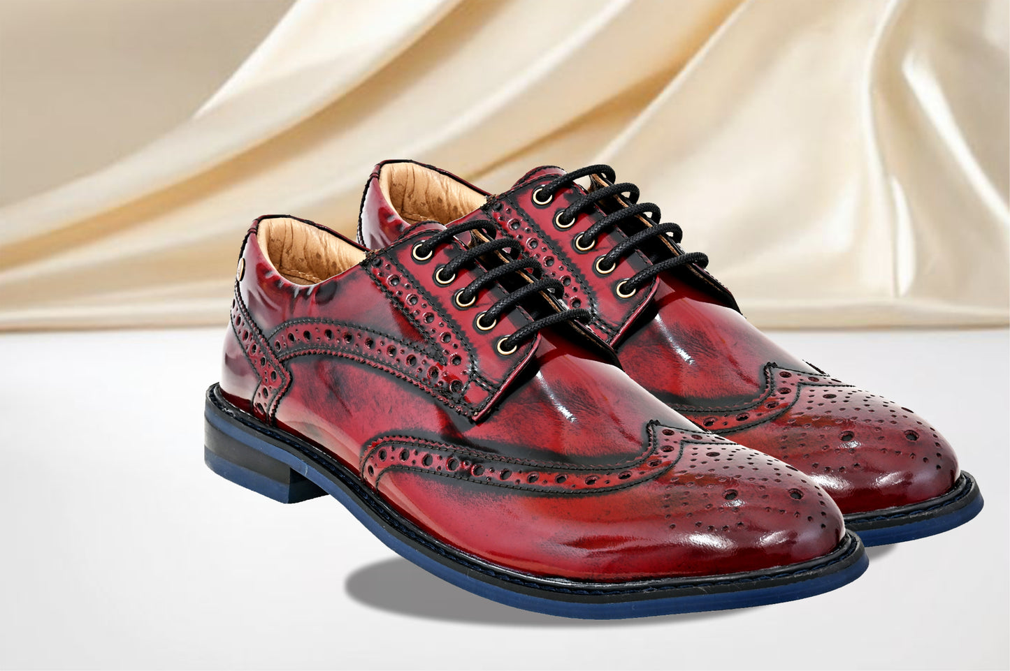 Cherry Brush-Off Leather Brogues Formal Derby Shoes