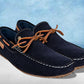 Navy Suede Lightweight Driving Shoes With Bows