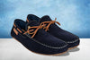 Navy Suede Lightweight Driving Shoes With Bows