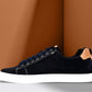 Navy Genuine Suede Leather Formal Lace-Up Sneakers For Men