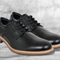 Black Leather Textured Formal Derby Shoes