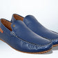Light Blue Leather Men Lightweight Penny Driving Shoes