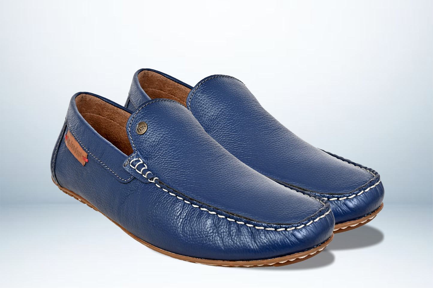 Light Blue Leather Men Lightweight Penny Driving Shoes