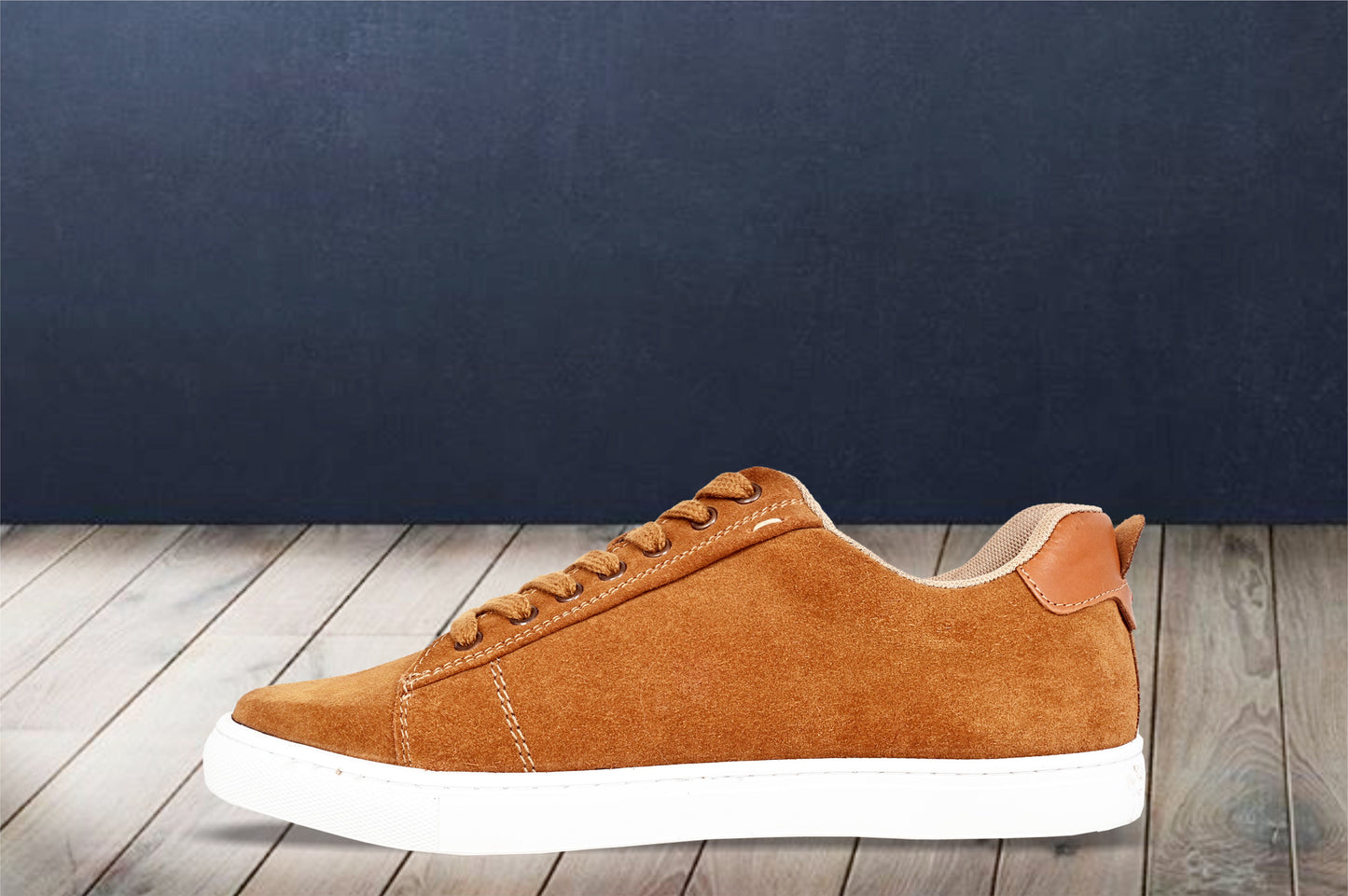 Camel Genuine Suede Leather Formal Lace-Up Sneakers For Men