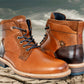 Tan Leather Textured Mid Top Biker Boots