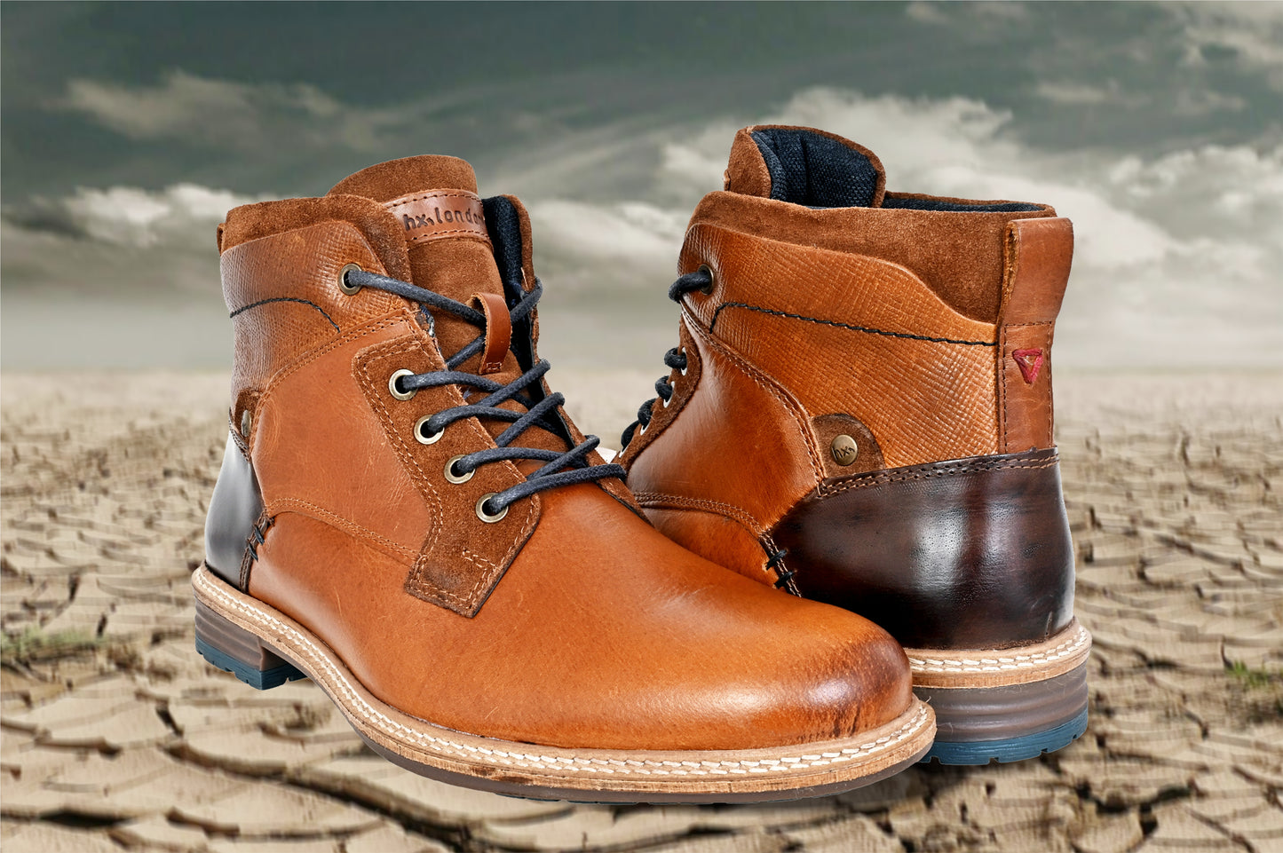 Tan Leather Textured Mid Top Biker Boots