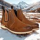 Tan Leather Round Toe Mid Top Chelsea Boots