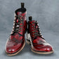 Burgundy Genuine Leather Men's brogue lace-up boots for Casual Wear