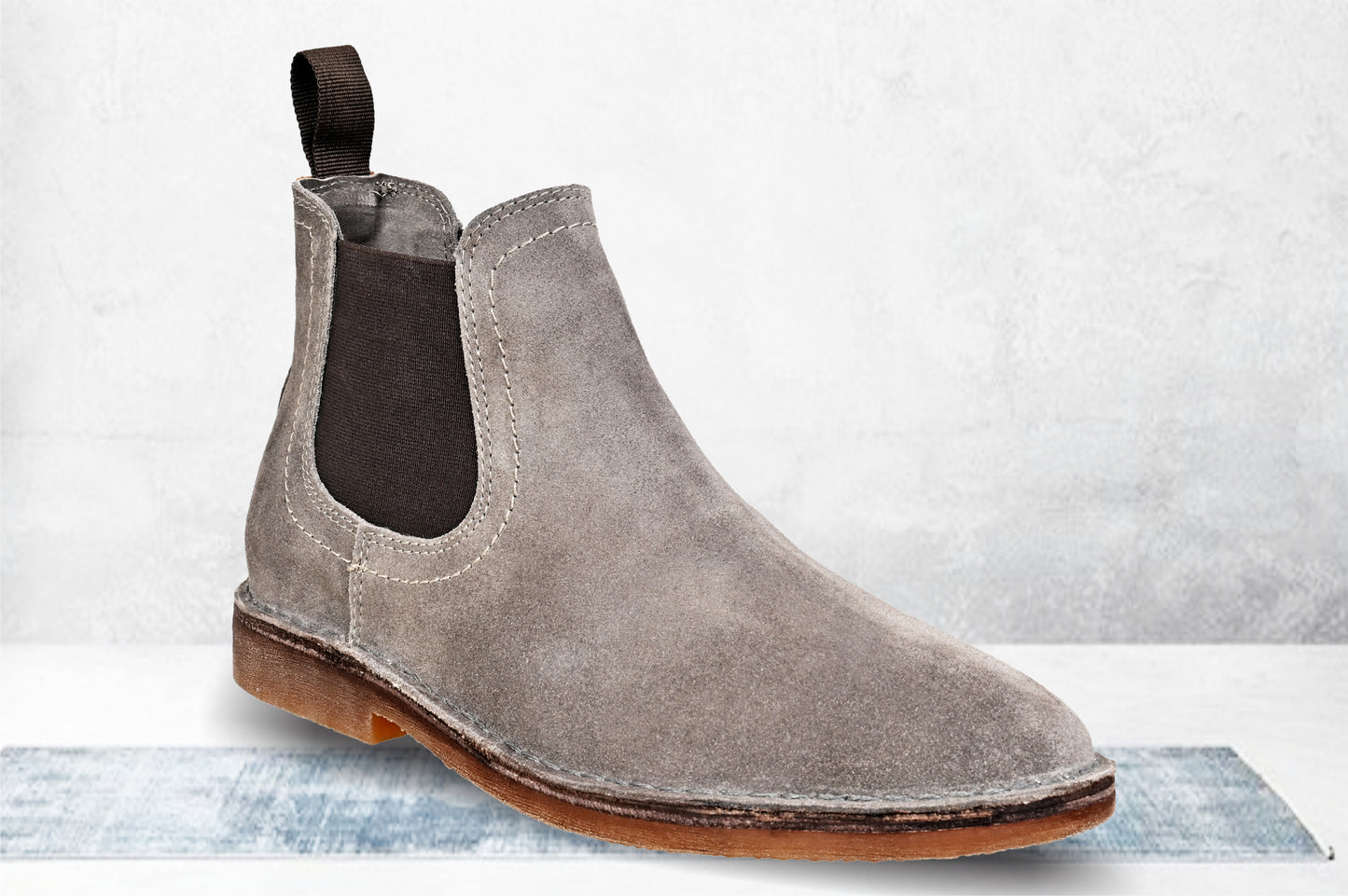 Light Grey Suede Chelsea Boots For Men