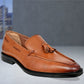 Tan Leather Men Tassel Formal Loafers