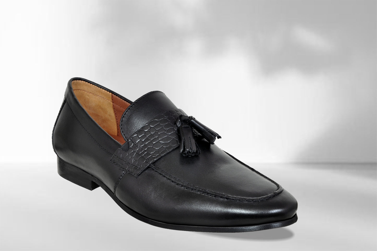 Black Leather Formal Tassel Loafers