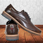 Brown Leather Men Textured Formal Derby Shoes