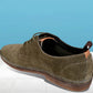 Olive Suede Men's Formal Lace-Up Shoes with Memory Foam Comfort