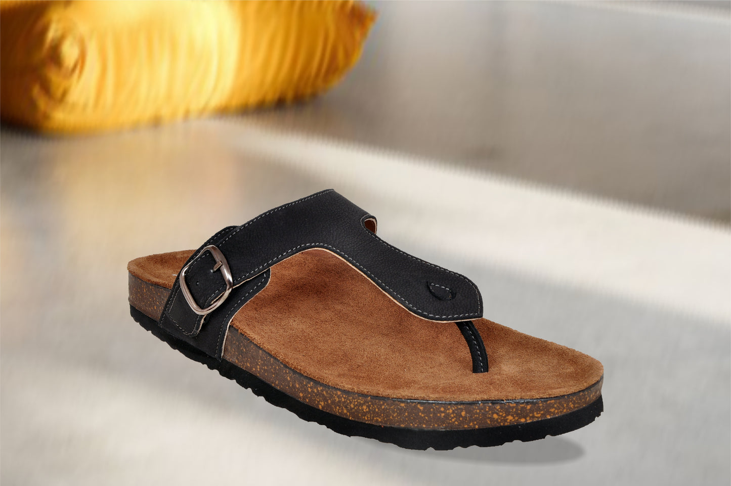 Black Leather Sandal Casual Leather Flats For Men