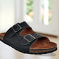 Black Leather Sandal Slip-on Casual Leather Flats For Men