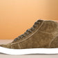 Olive Genuine Suede Leather Ankle Sneakers for Men