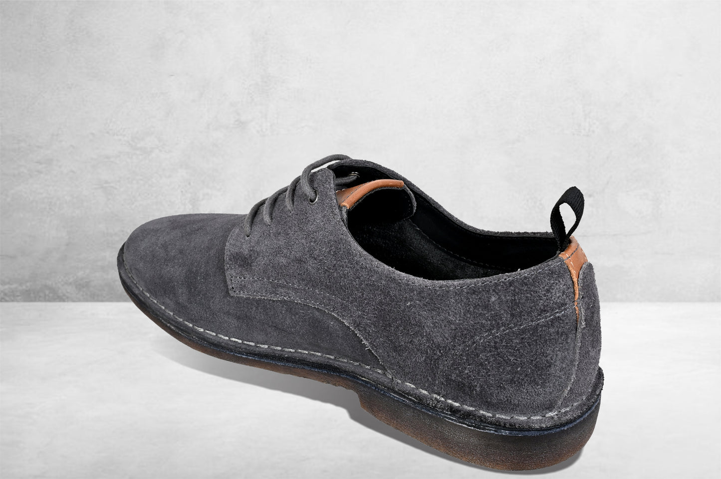 Grey Suede Men's Formal Lace-Up Shoes with Memory Foam Comfort